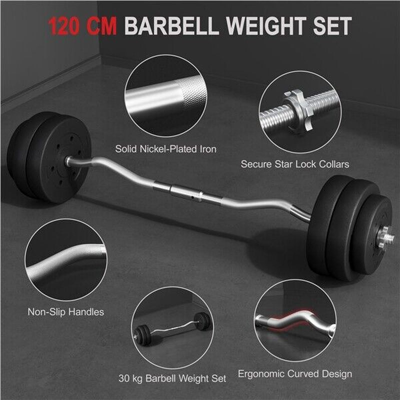 Barbell Weight Set 30Kg/25Kg/20Kg Barbell Adjustable Gym Weight for Home Fitness